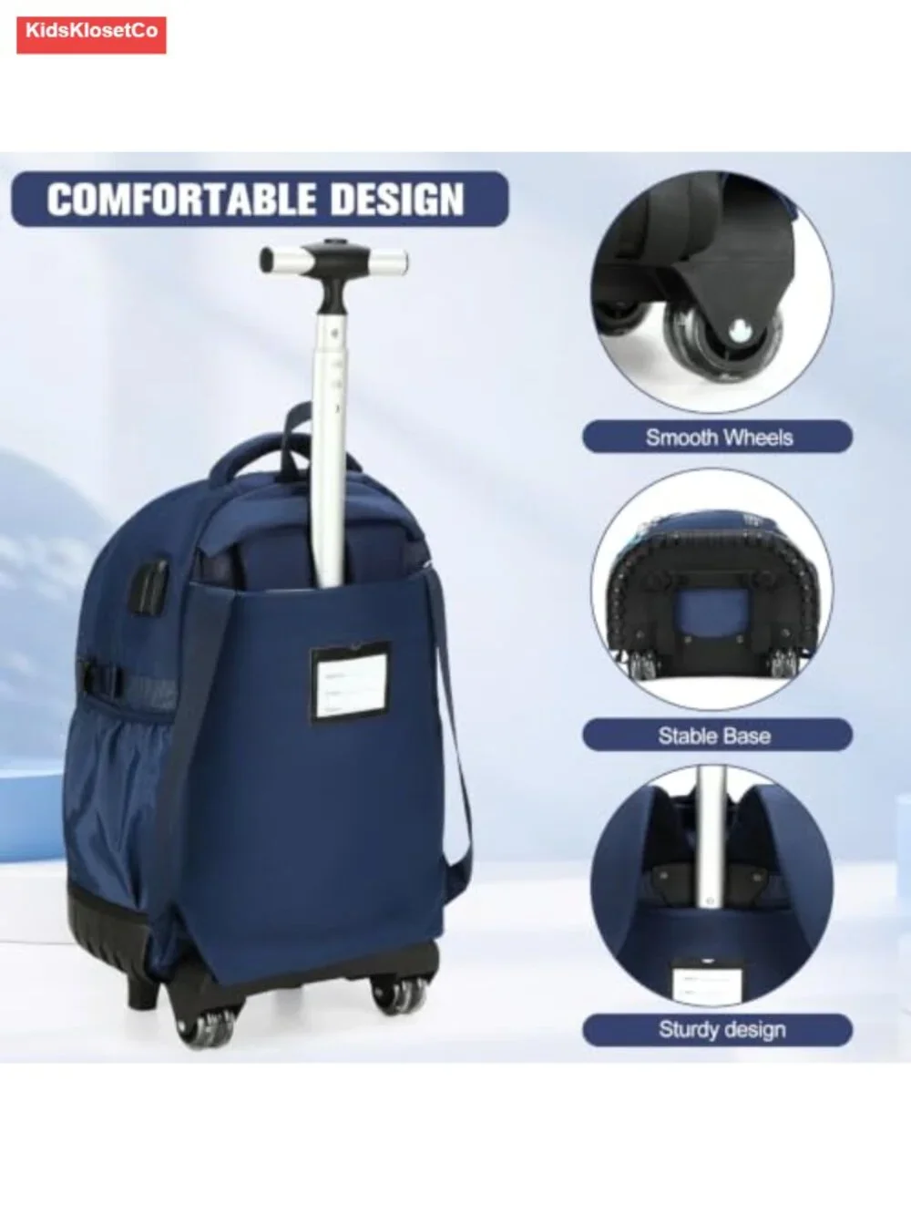Rolling Backpack with Wheels for Boys, Kids School Luggage Set with Lunch Bag &